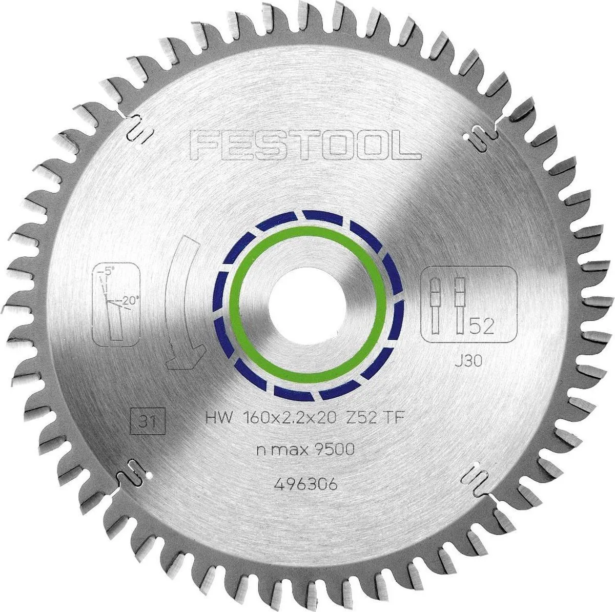 Festool Cirkelzaagblad 496306 Aluminium Ø160mm 52T