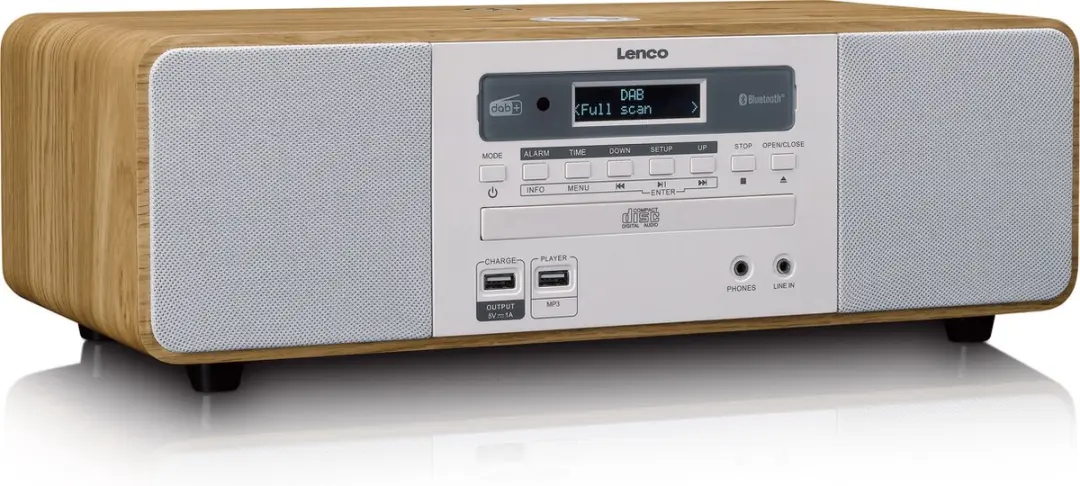 Lenco DAR-251WDWH DAB+/FM Radio - Hout/Wit