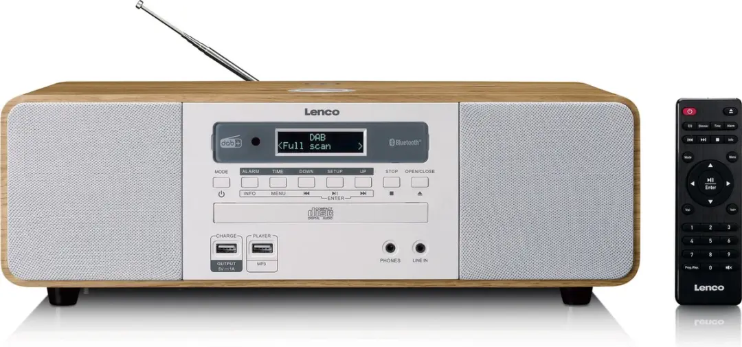 Lenco DAR-251WDWH DAB+/FM Radio - Hout/Wit