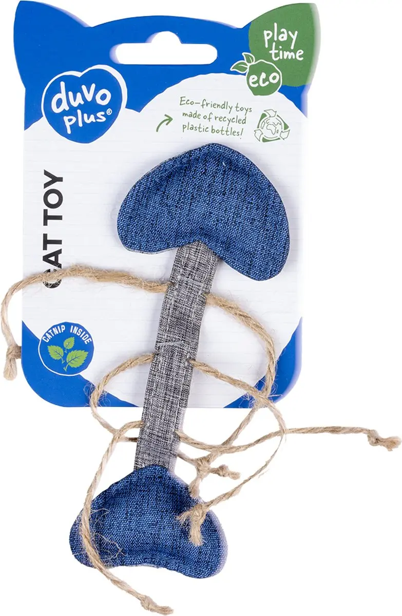 Duvo Eco Navy Visgraat & Katnip Kattenspeelgoed
