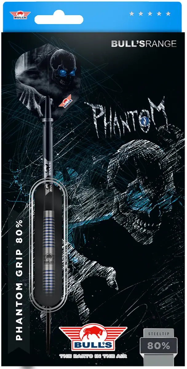 Bull's Phantom Grip 80% Dartpijlen - 3 Stuks - Grijs/Blauw