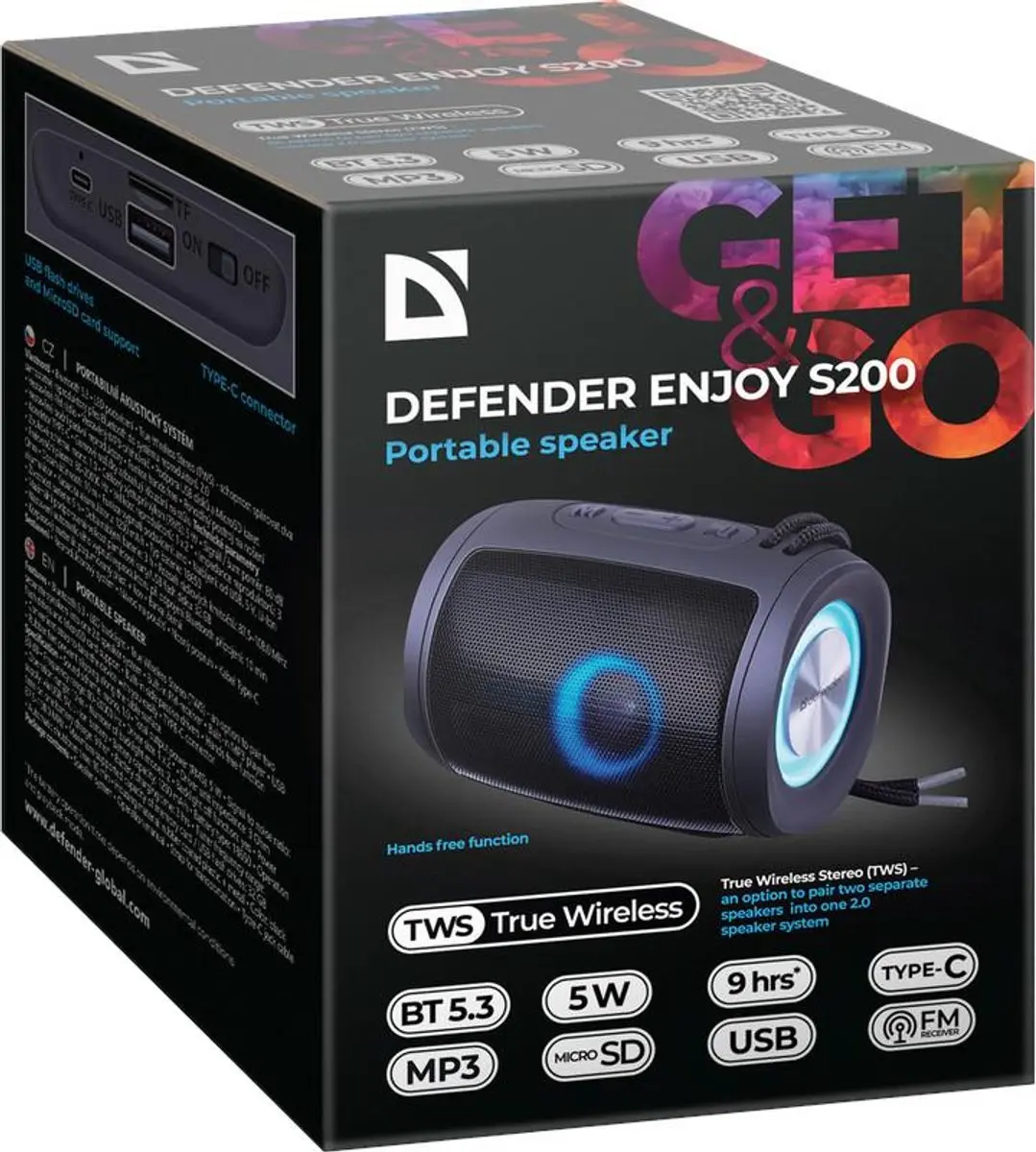 Defender Enjoy S200 Draagbare Speaker 5W - Zwart