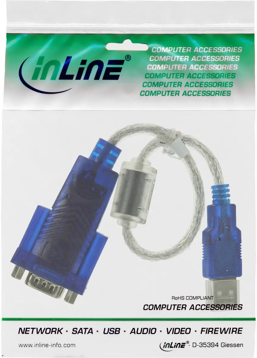InLine USB-naar-serieel adapterkabel A naar Sub-D 9-pins - Blauw