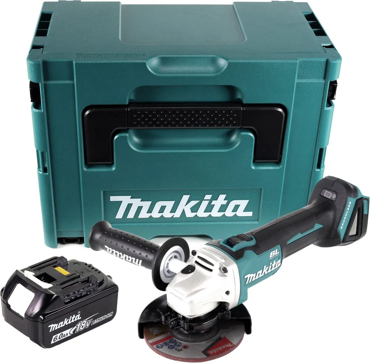 Makita DGA 504 G1J Haakse Slijper 18V 125mm - 1x 6,0Ah Accu