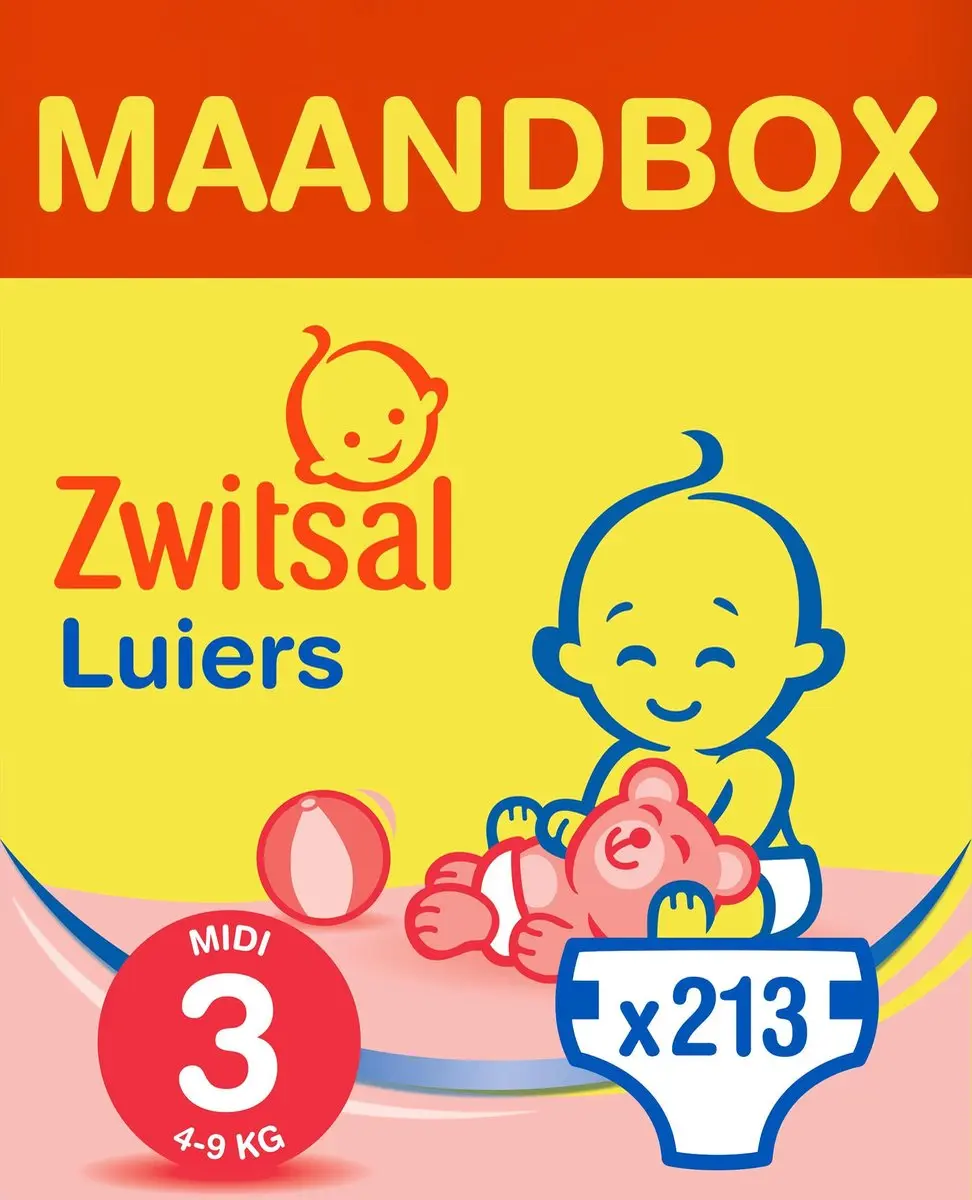 Zwitsal Luiers Midi Maat 3 - 213 Stuks
