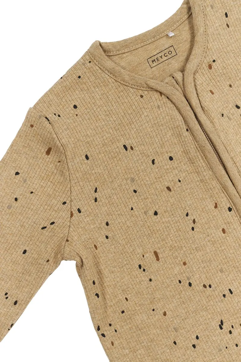 Meyco Baby Rib Mini Spot Slaapzak 110cm - 1.0 TOG - Toffee Melange - afbeelding 4 van 6