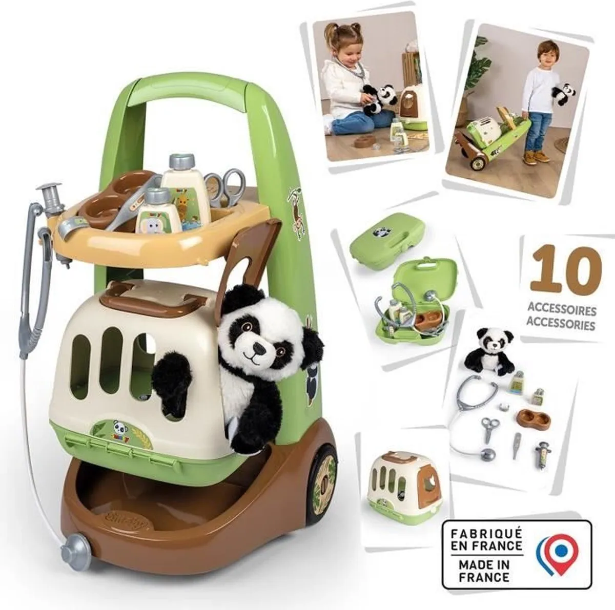 Smoby Zoo Veterinarian Trolley - Panda Plush Multicolor