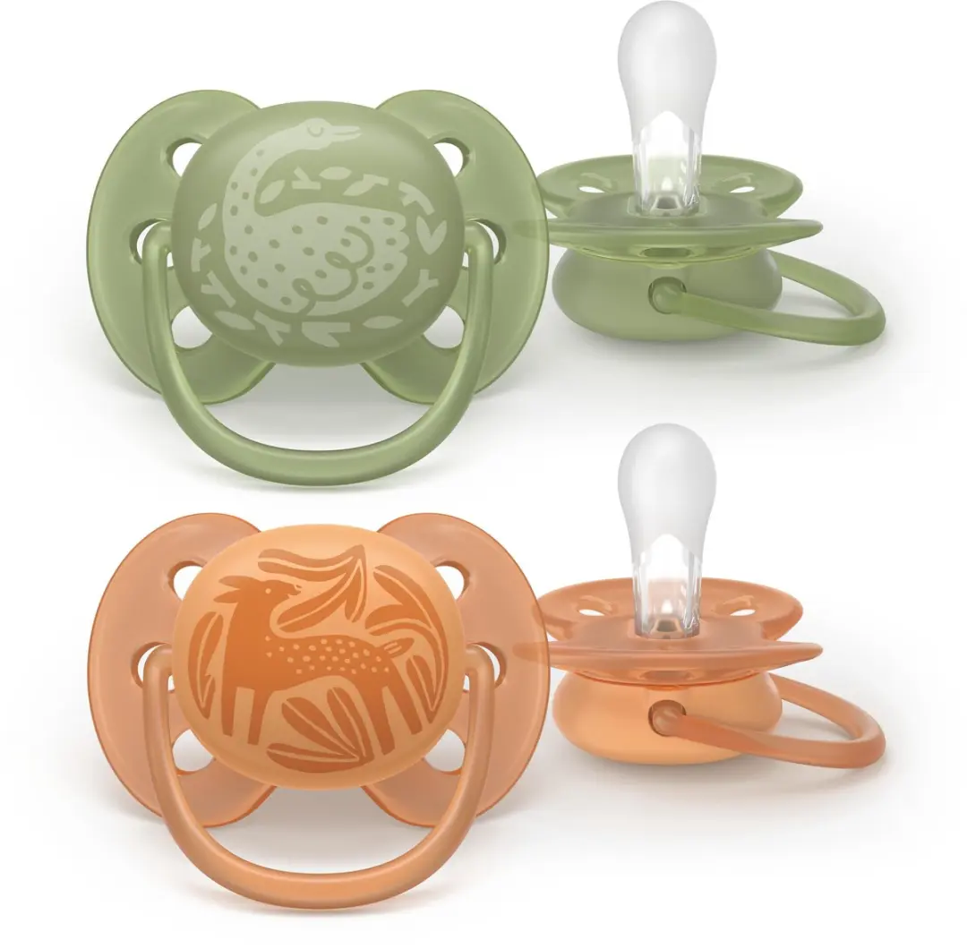 Philips Avent Ultra Soft SCF093/06 Fopspenen - 2 Stuks - Groen/ Oranje - afbeelding 2 van 6