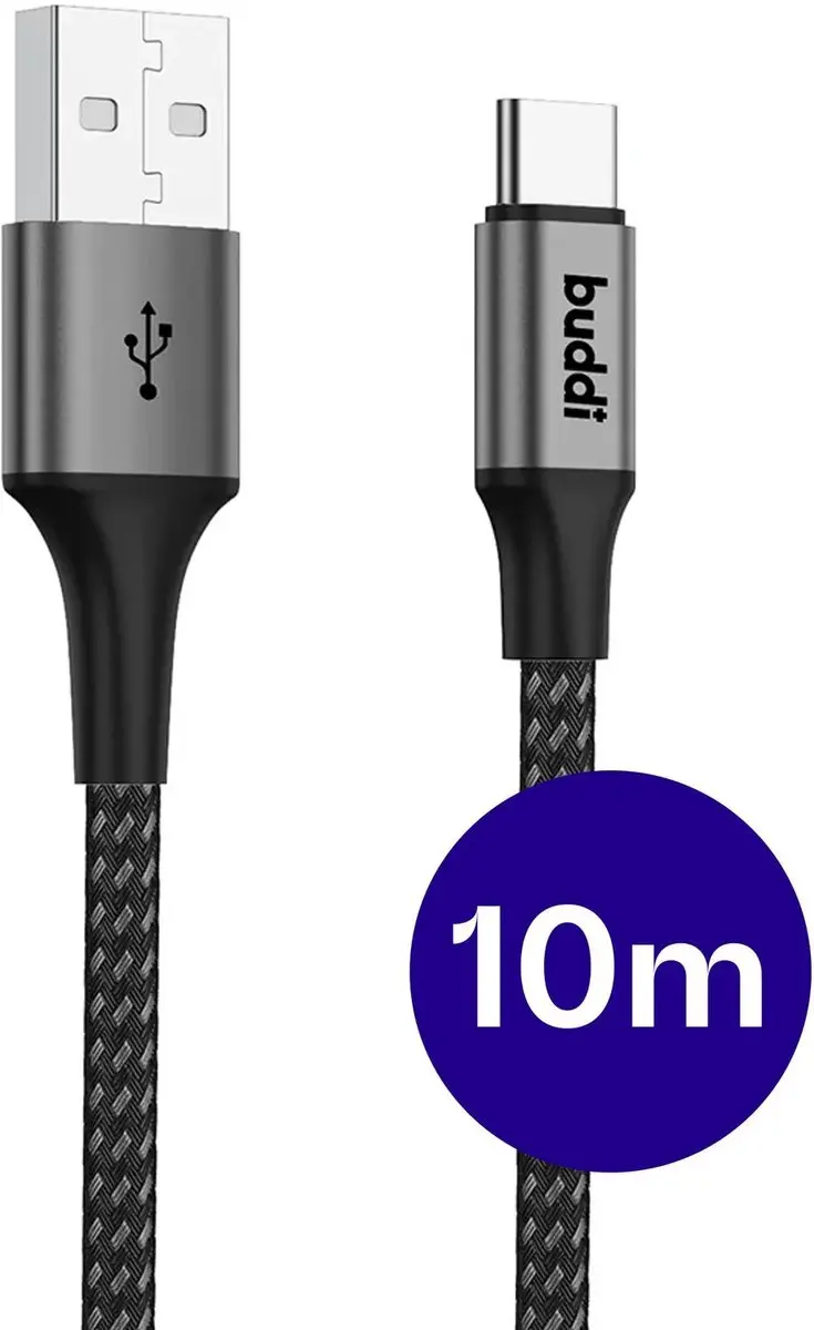 Buddi Flex USB-A naar USB-C Kabel 10M