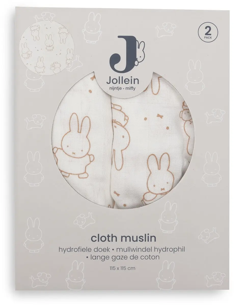 Jollein Hydrofiele Doek 115x115cm Nijntje Moments Light Terra - 2 Stuks - afbeelding 5 van 6