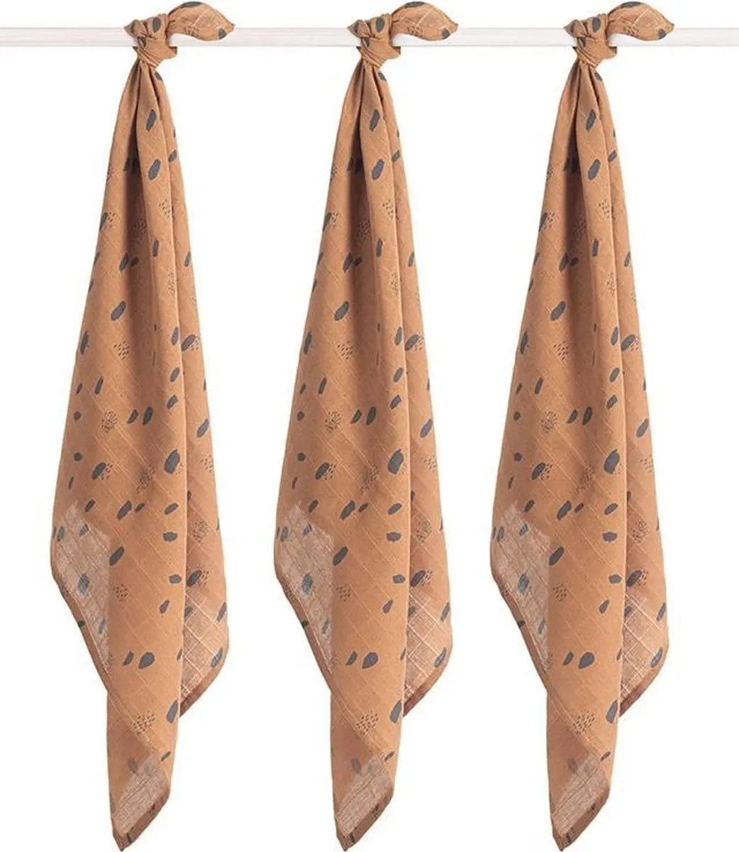 Jollein Hydrofiel Multidoek Spot 70x70cm - Caramel - 3 Stuks