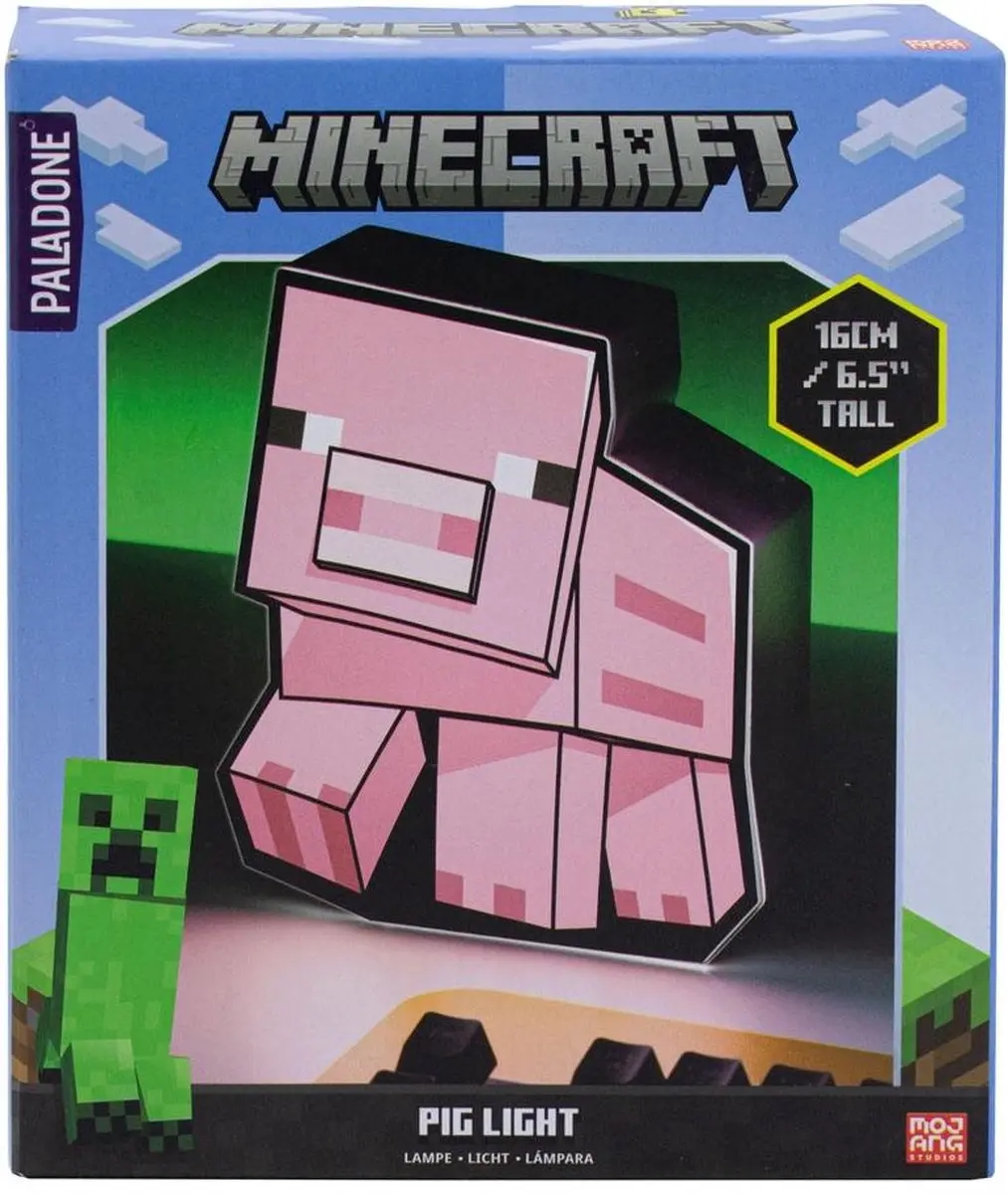 Paladone Minecraft Pig Boxlamp - Roze/Zwart