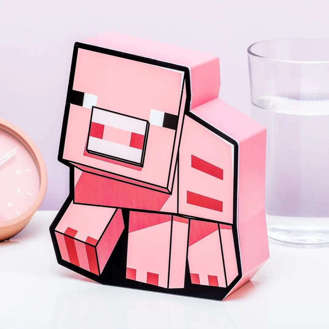 Paladone Minecraft Pig Boxlamp - Roze/Zwart