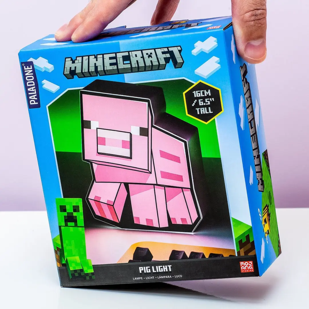 Paladone Minecraft Pig Boxlamp - Roze/Zwart