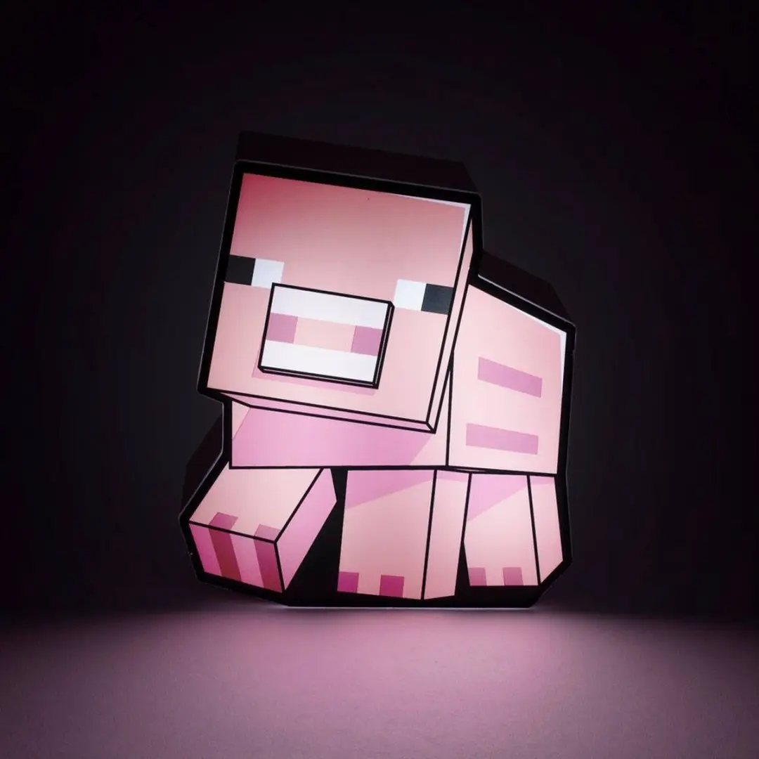 Paladone Minecraft Pig Boxlamp - Roze/Zwart