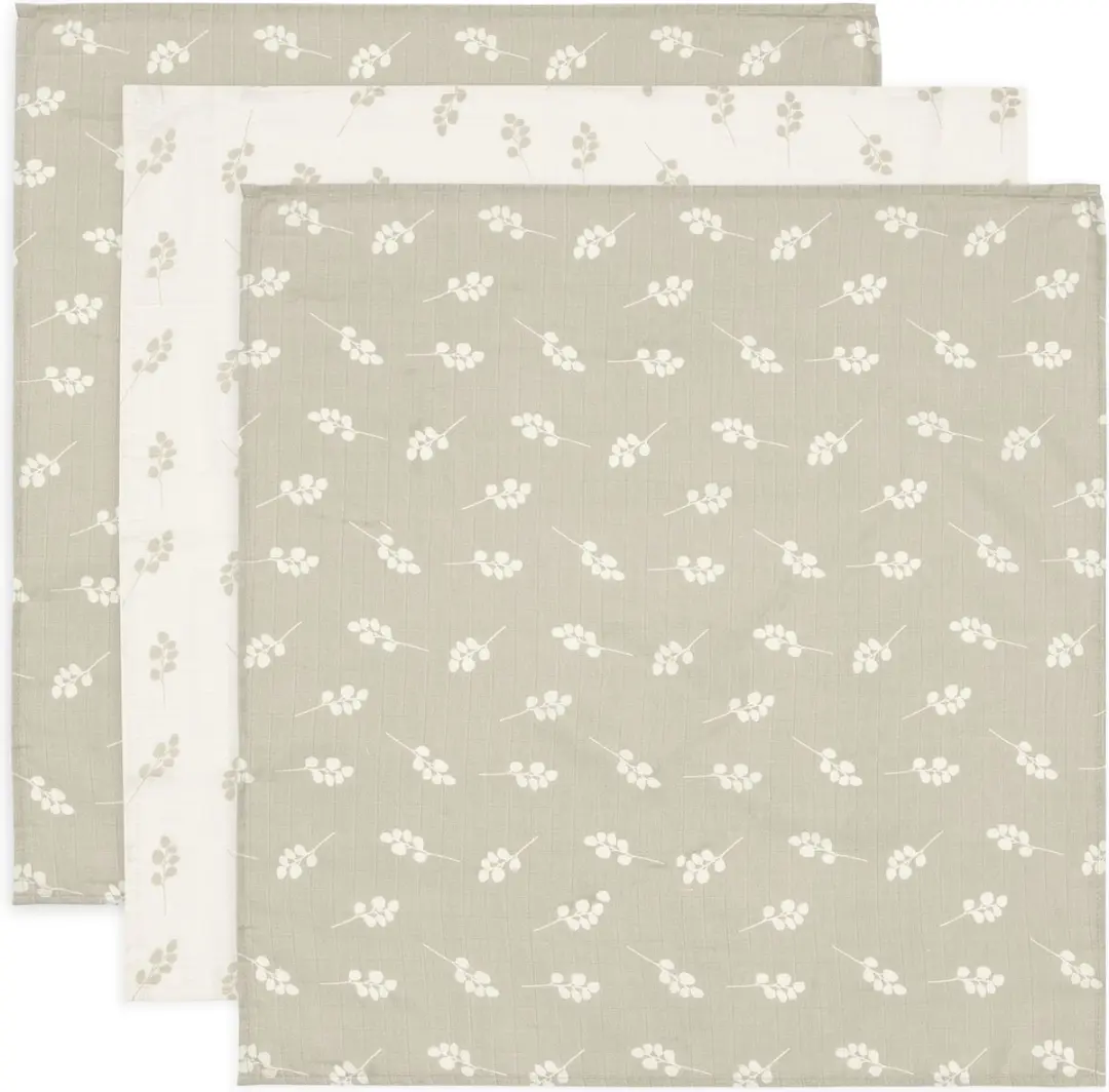 Jollein Hydrofiele Doek Small Twig 70x70cm - 3 Stuks - Olive Green