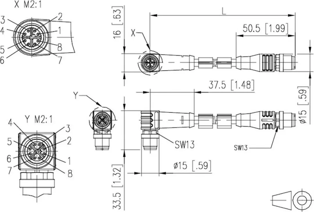 Metz Connect 142M2X1B050 M12 Netwerkkabel CAT 6A 5m - Groen
