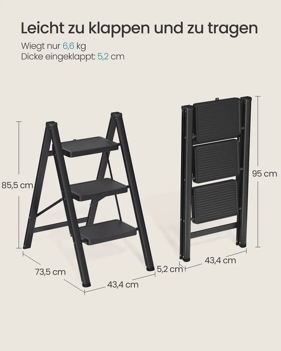 Songmics Huishoudtrap 73,5cm - Zwart - afbeelding 6 van 6