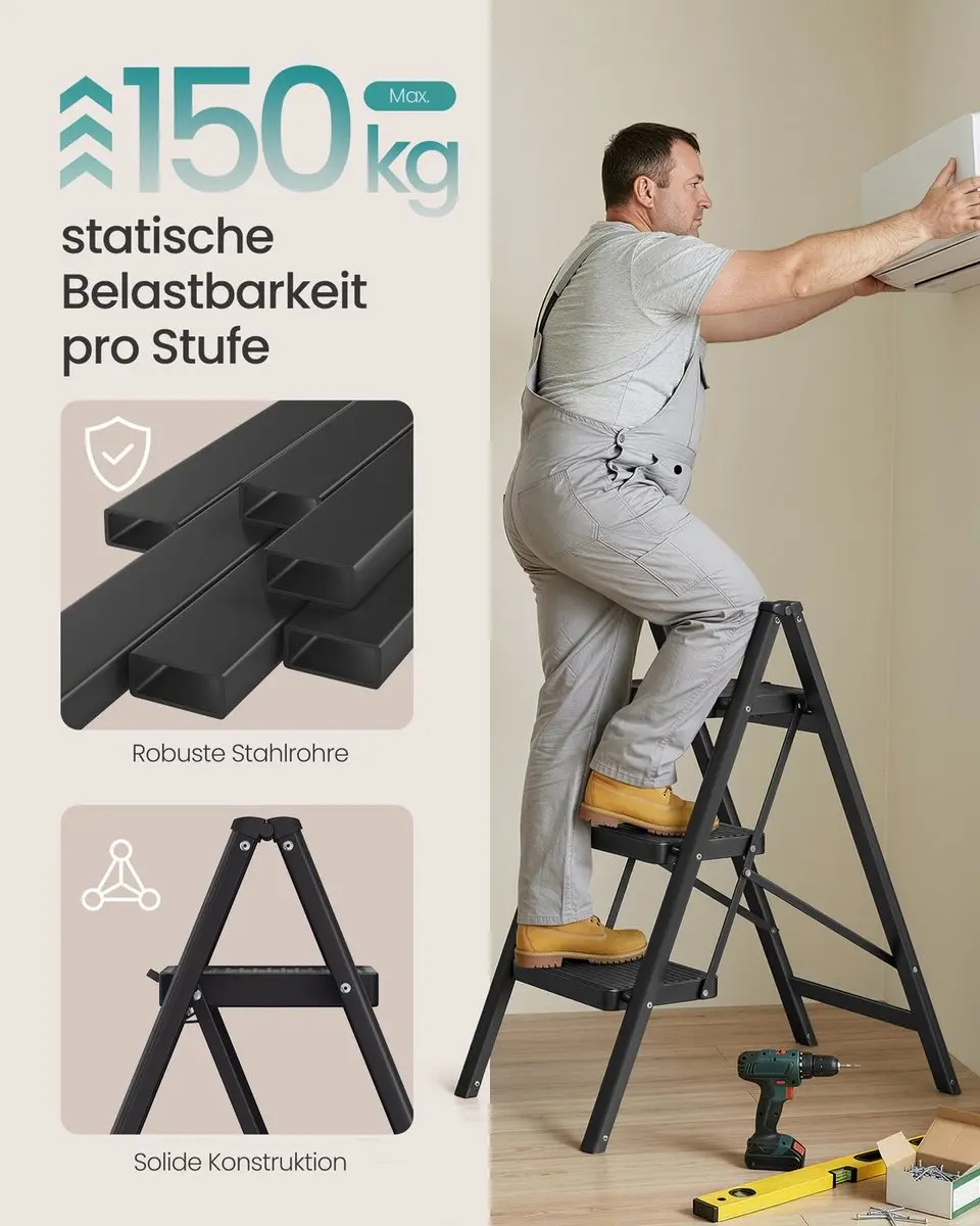 Songmics Huishoudtrap 73,5cm - Zwart