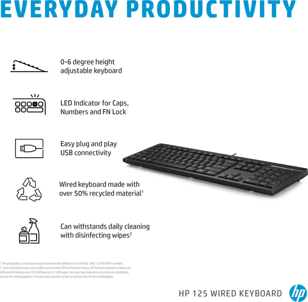 HP 125 USB Toetsenbord QWERTY - Zwart