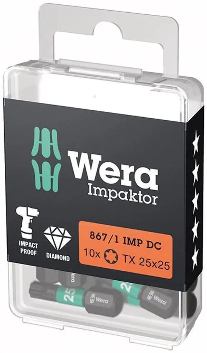 Wera 10x Bit T25 IMP DC 25mm