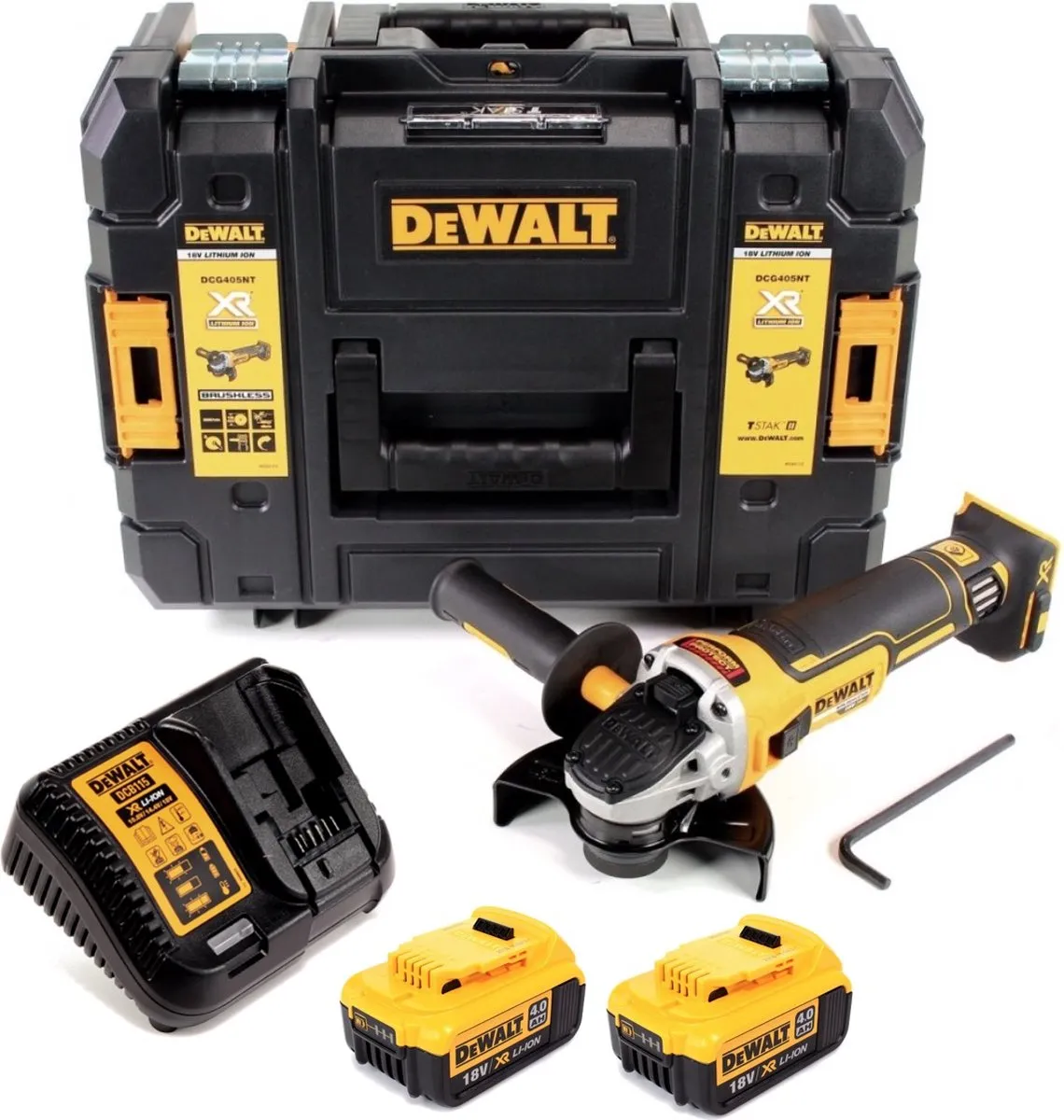 DeWalt DCG405M2 Haakse Slijper Set 125mm - 2x 4.0Ah - TSTAK Koffer - afbeelding 5 van 5