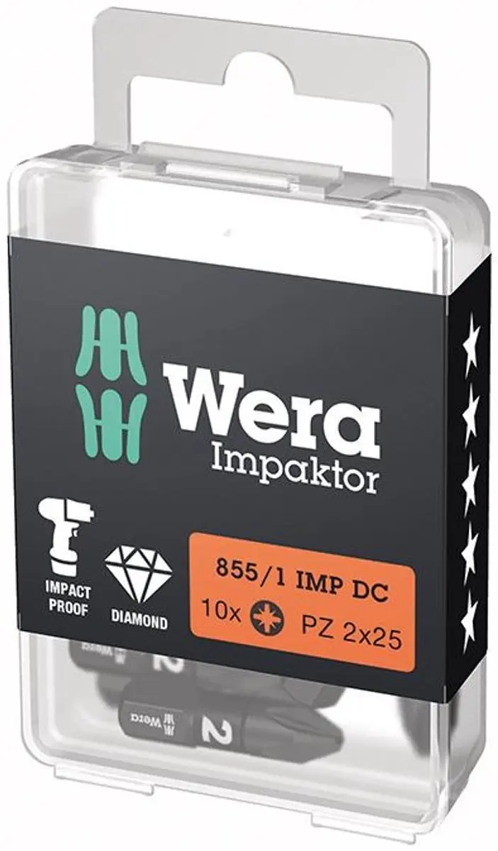 Wera 10x Bit 855/1 IMP DC PZD2 25mm