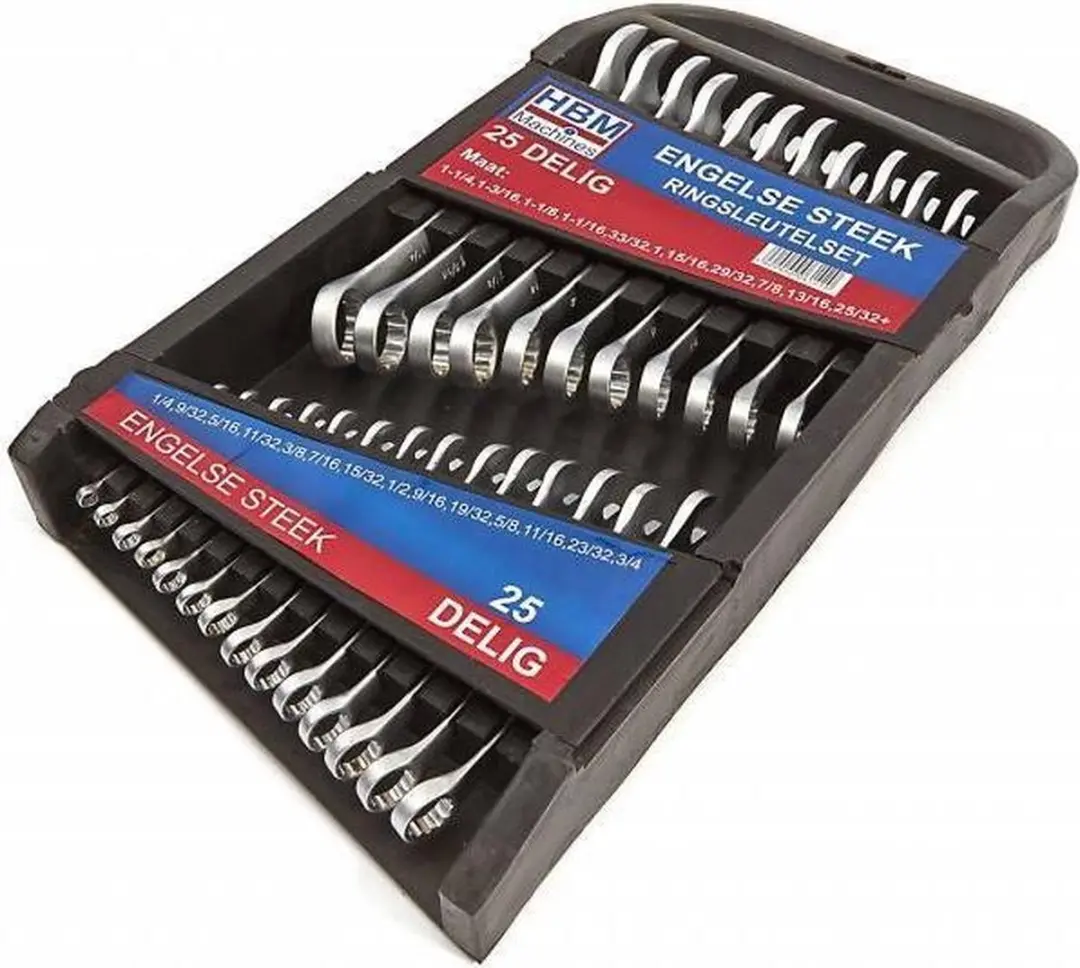 HBM 25-delige Engelse Steek Ringsleutelset 1/2"