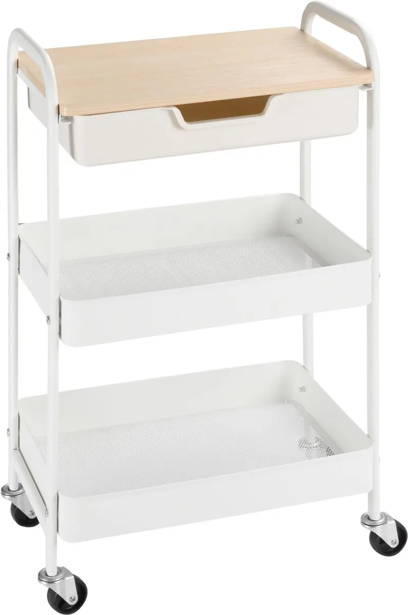 Homcom Gebruikswagen Staal 43,9x30,5x75,6cm Wit