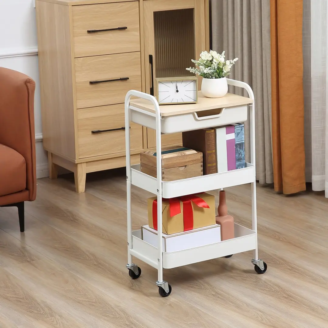 Homcom Gebruikswagen Staal 43,9x30,5x75,6cm Wit