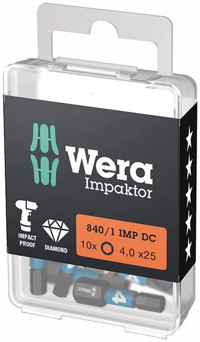 Wera 10x Bit 840/1 IMP DC 4mm