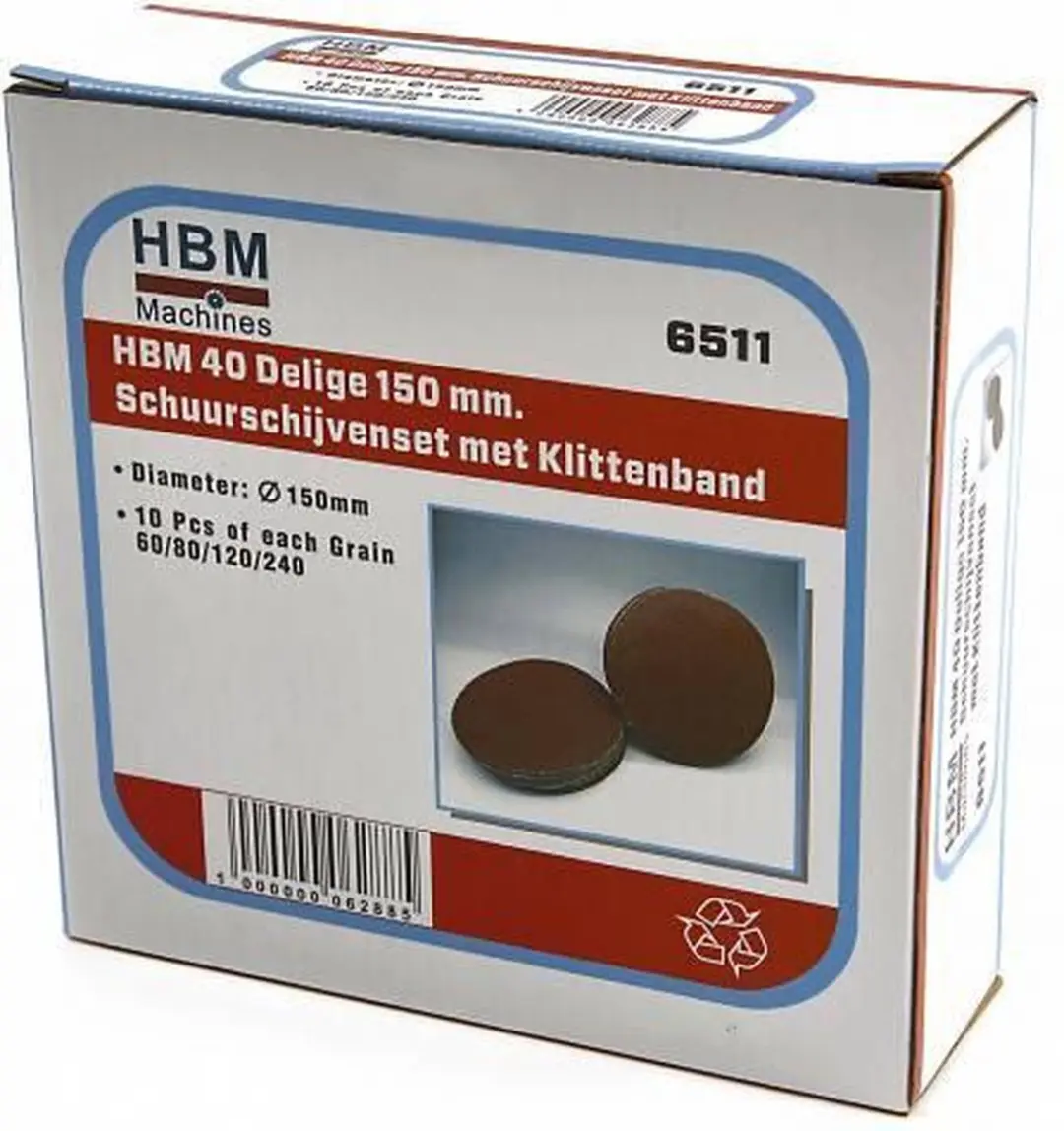 HBM 40-delige 150mm Velcro Schuurschijven