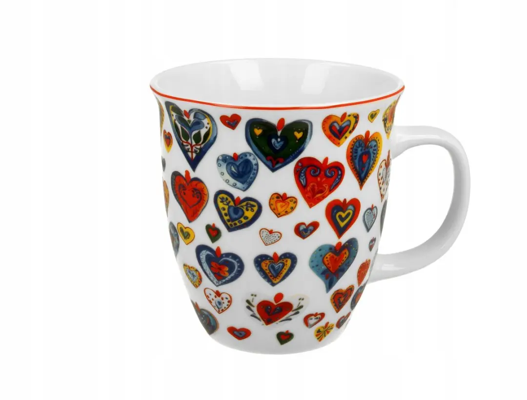 Duo Mok 650ml - Kleurrijke Hartjes New Bone China