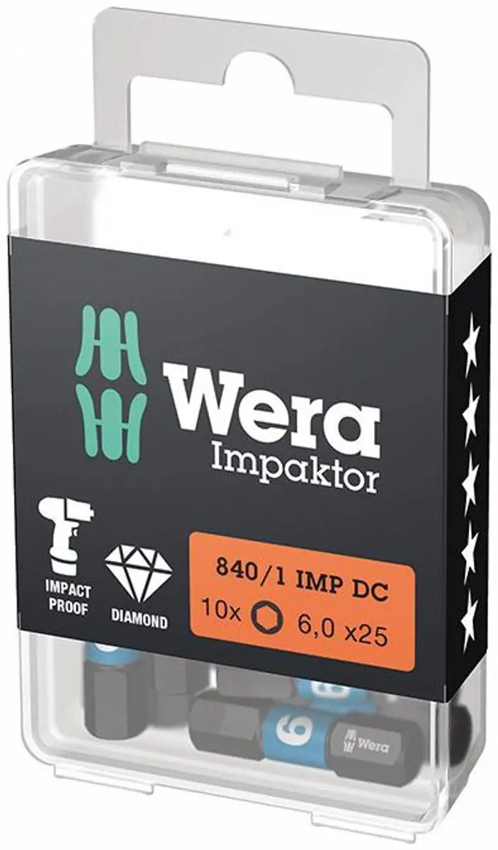 Wera 10x Bit 840/1 IMP DC 6mm