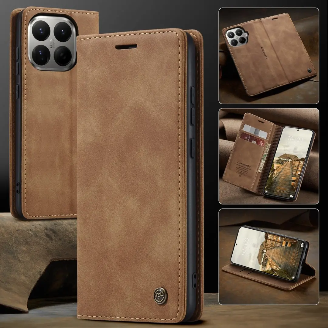 Caseme 013 Book Case Hoesje Xiaomi 17T Pro - 2 Pasjes - Bruin - afbeelding 6 van 6