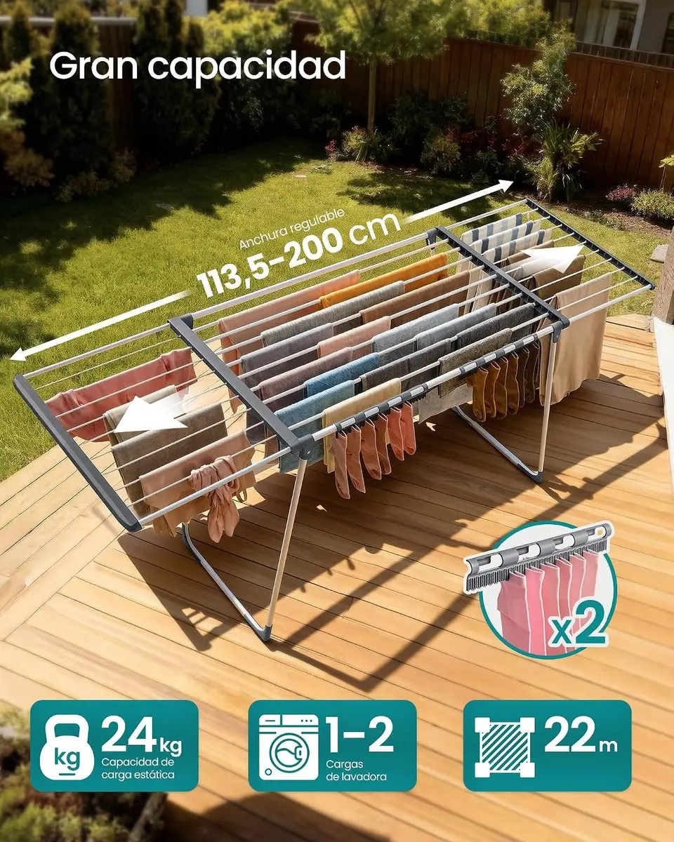 Songmics LLR522WK01 Wasluchter - 22m Parelwit/Duigrijs