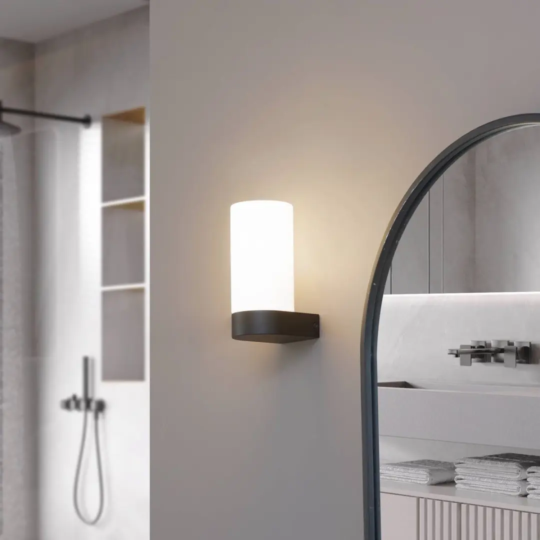 Lucande Wandlamp Glas Staal 1 Licht E14 - Zwart/Wit