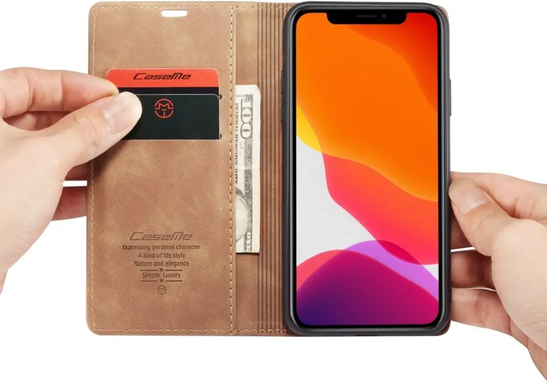 Caseme iPhone 11 Pro Kunstlederen Bookcase Hoesje 561360 - Bruin