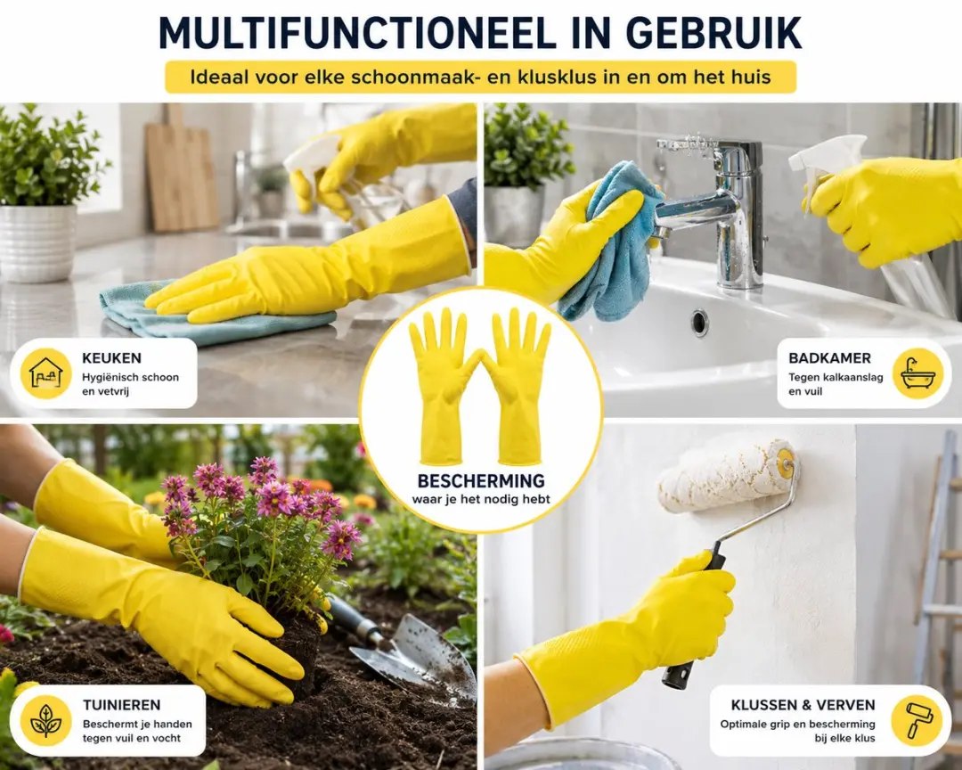 Multy Schoonmaakhandschoenen Geel - 3 Paar M