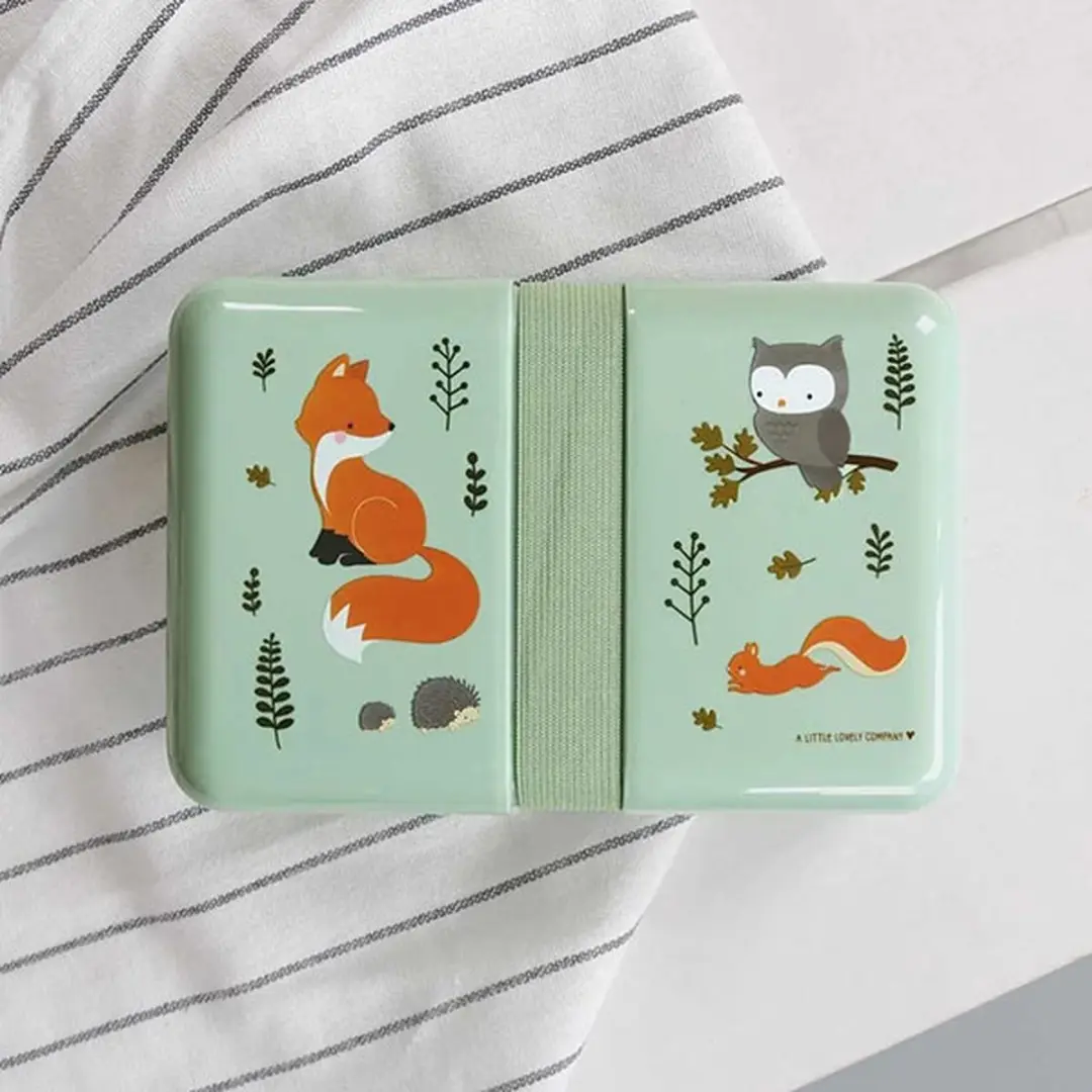A Little Lovely Company Bosvriendjes Broodtrommel 0,85L - 3 Delen - Mint - afbeelding 6 van 6
