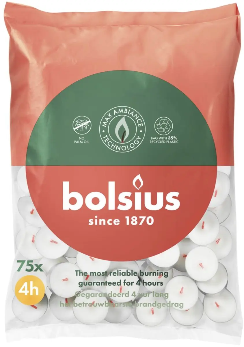 Bolsius Theelichten Wit 75 Stuks