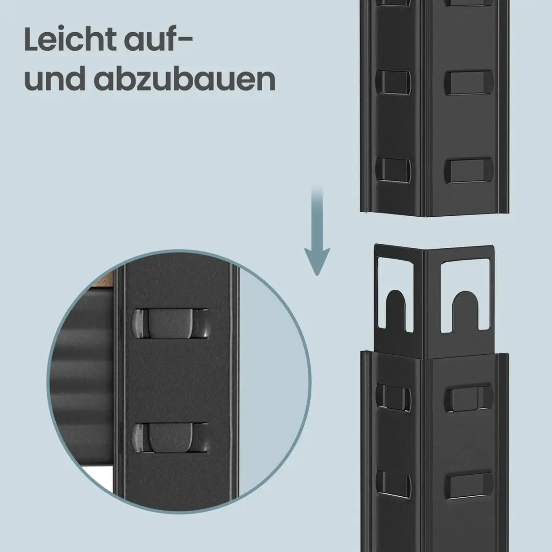 Songmics Opbergrek - 2-delig 60x120x200cm Zwart - afbeelding 6 van 6