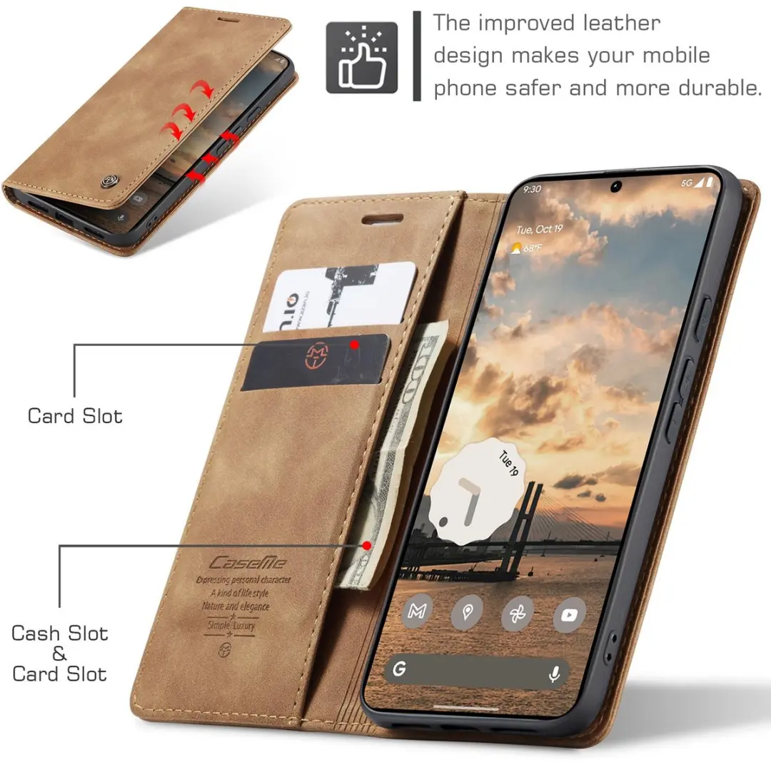 Caseme 013 Book Case Hoesje - Google Pixel 11/11 Pro - 2 Pasjes - Bruin - afbeelding 6 van 6