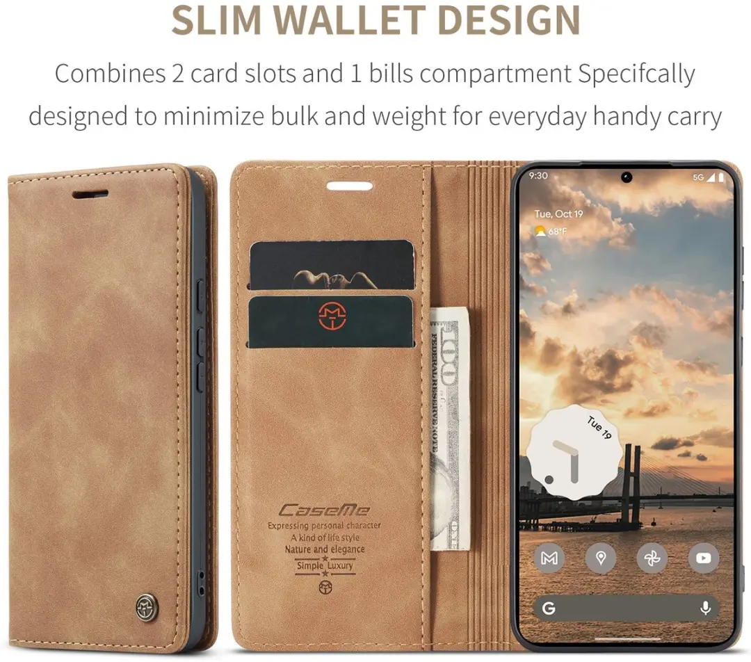 Caseme 013 Book Case Hoesje - Google Pixel 11/11 Pro - 2 Pasjes - Bruin