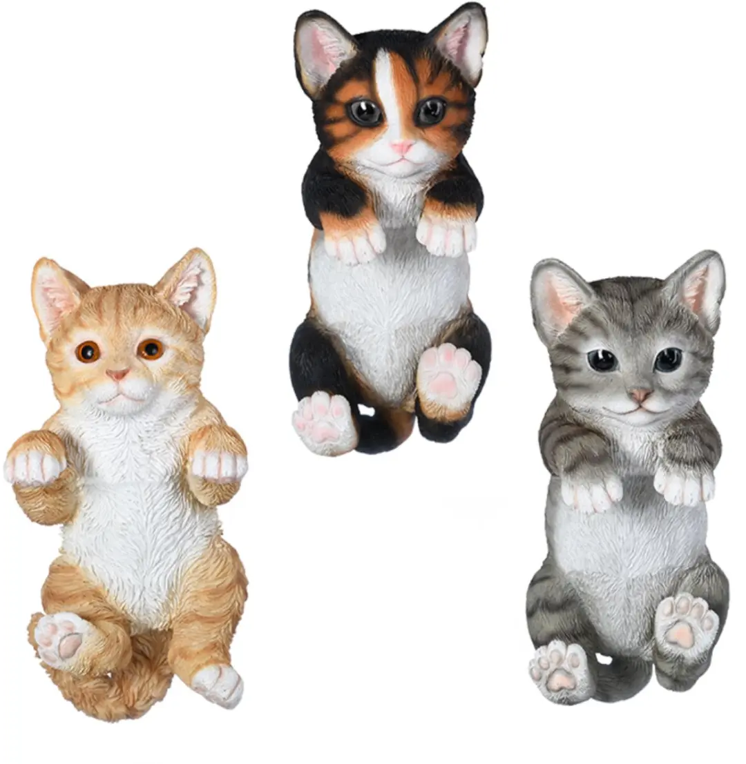 Esschert Design Schuttingpoes Kat - Grijs/Bruin/Geel