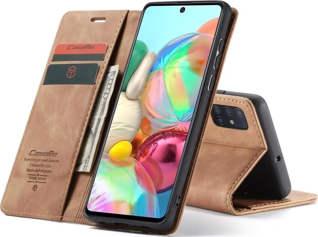 Caseme 013 Bookcase Portemonnee Telefoonhoesje - Samsung Galaxy A71 - 2 Pasjes - Bruin