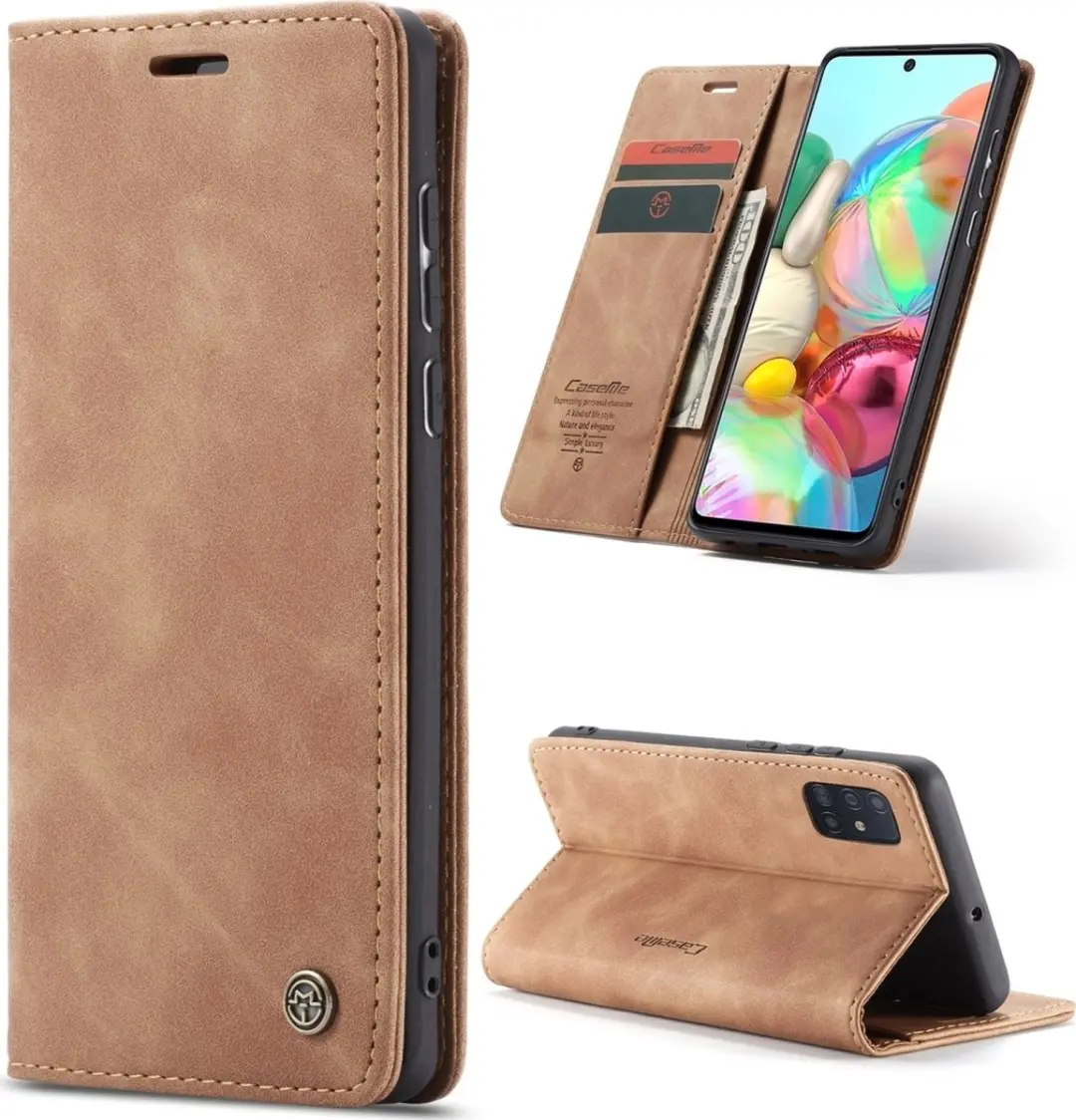 Caseme 013 Bookcase Portemonnee Telefoonhoesje - Samsung Galaxy A71 - 2 Pasjes - Bruin - afbeelding 6 van 6