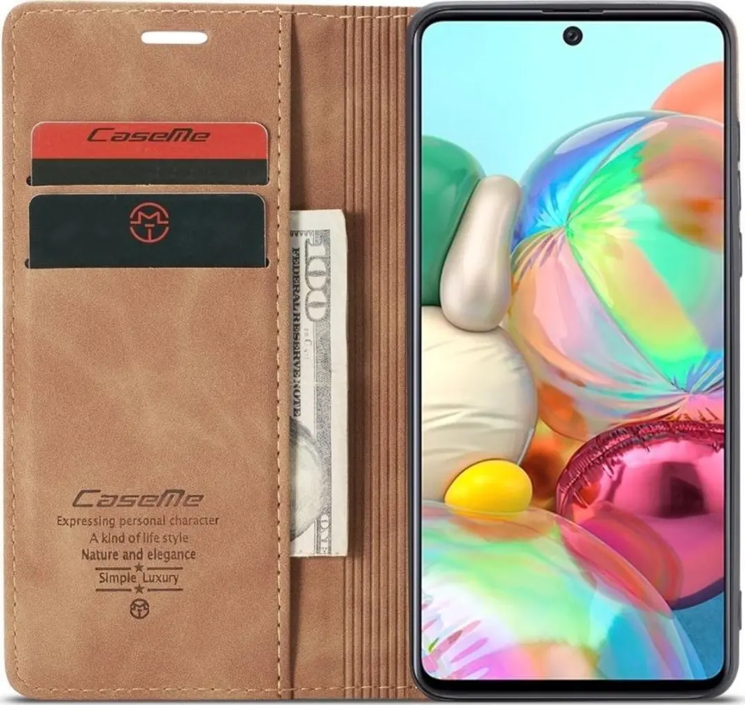 Caseme 013 Bookcase Portemonnee Telefoonhoesje - Samsung Galaxy A71 - 2 Pasjes - Bruin
