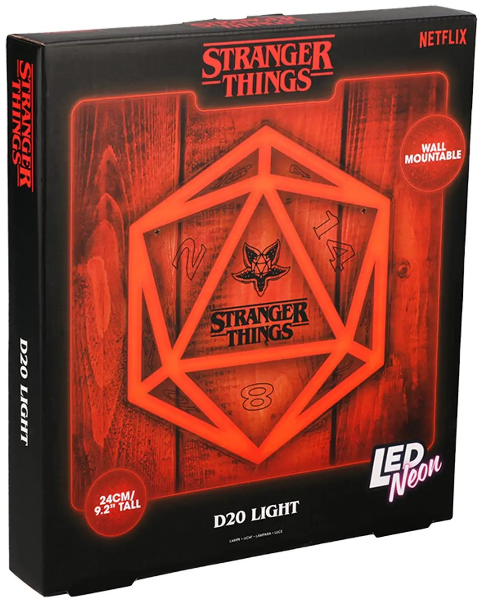 Paladone Stranger Things Neon LED Lamp D20 - Rood licht - Zwart