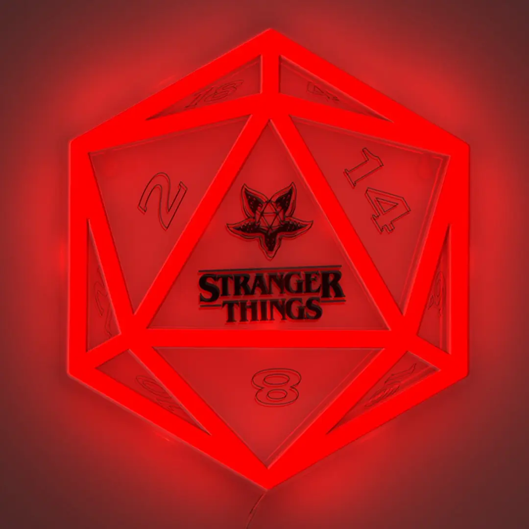 Paladone Stranger Things Neon LED Lamp D20 - Rood licht - Zwart